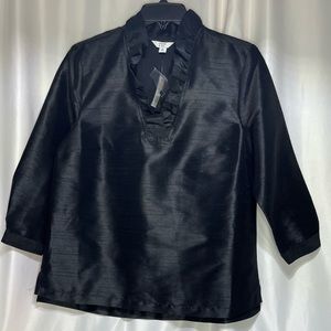 NWT Crown & Ivy Black Ruffle Neck Shirt - Size M